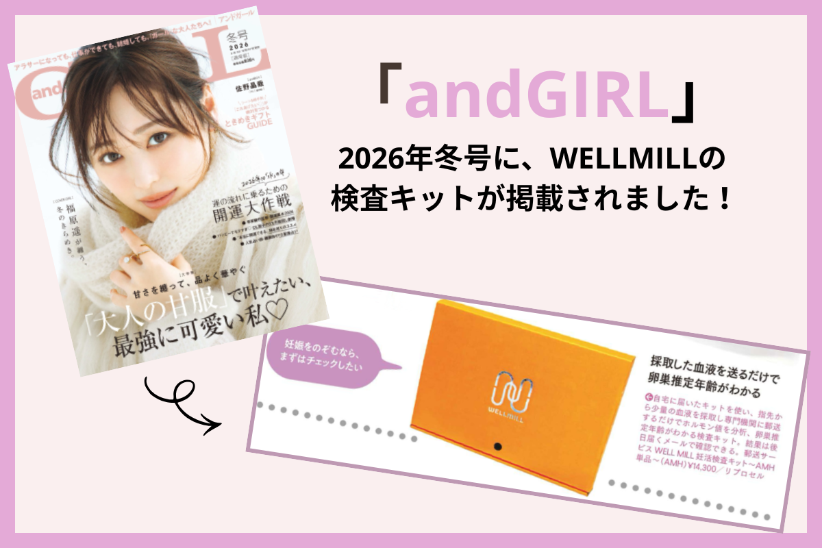 雑誌「andGIRL」冬号に郵送検査ウェルミルの検査キットが掲載されました